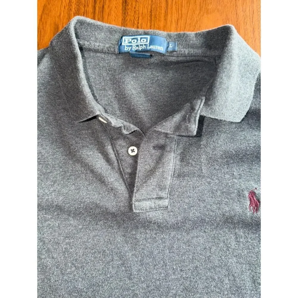 Vintage Polo by Ralph Lauren Men's Grey Short Sleeve Polo Shirt - Size L